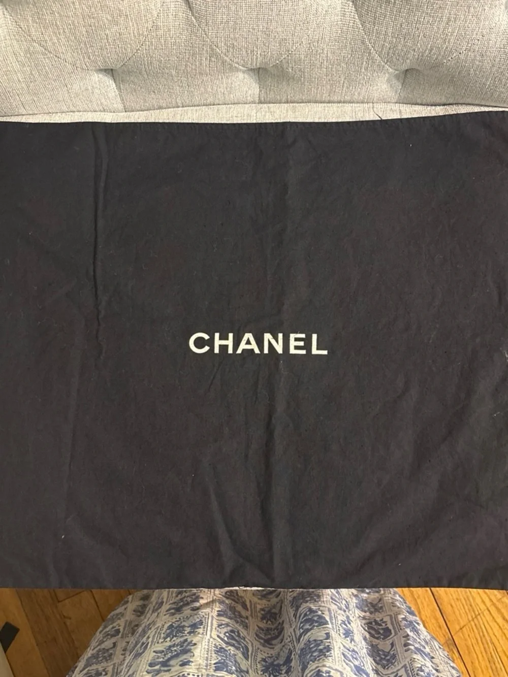 CHANEL Black Dust Bag with White Logo Centering